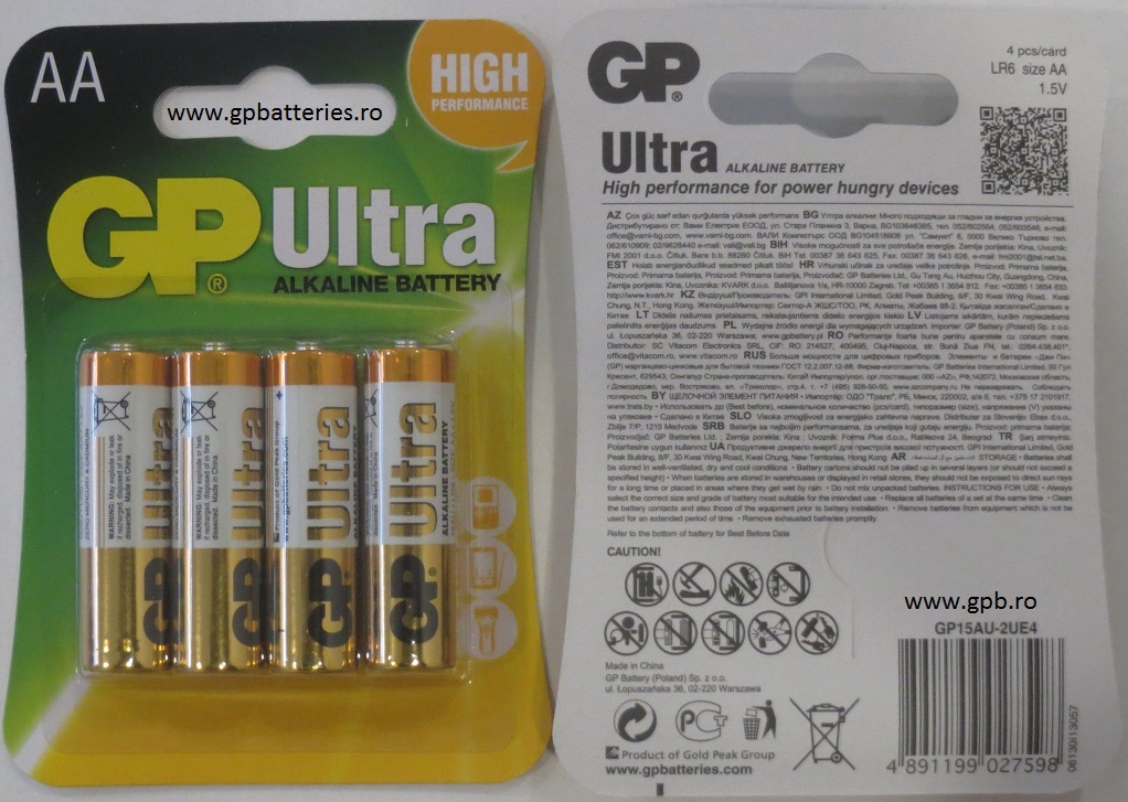 Baterie ultraalcalina R6 AA 15AU GP Batteries B4
